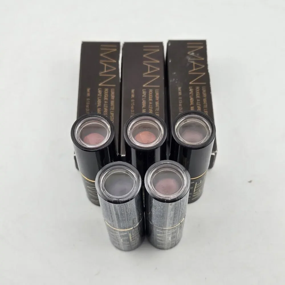 IMAN Luxury Matte Lipstick Mixed Lot Of 5 Assorted Colors Full Size Gift Set
